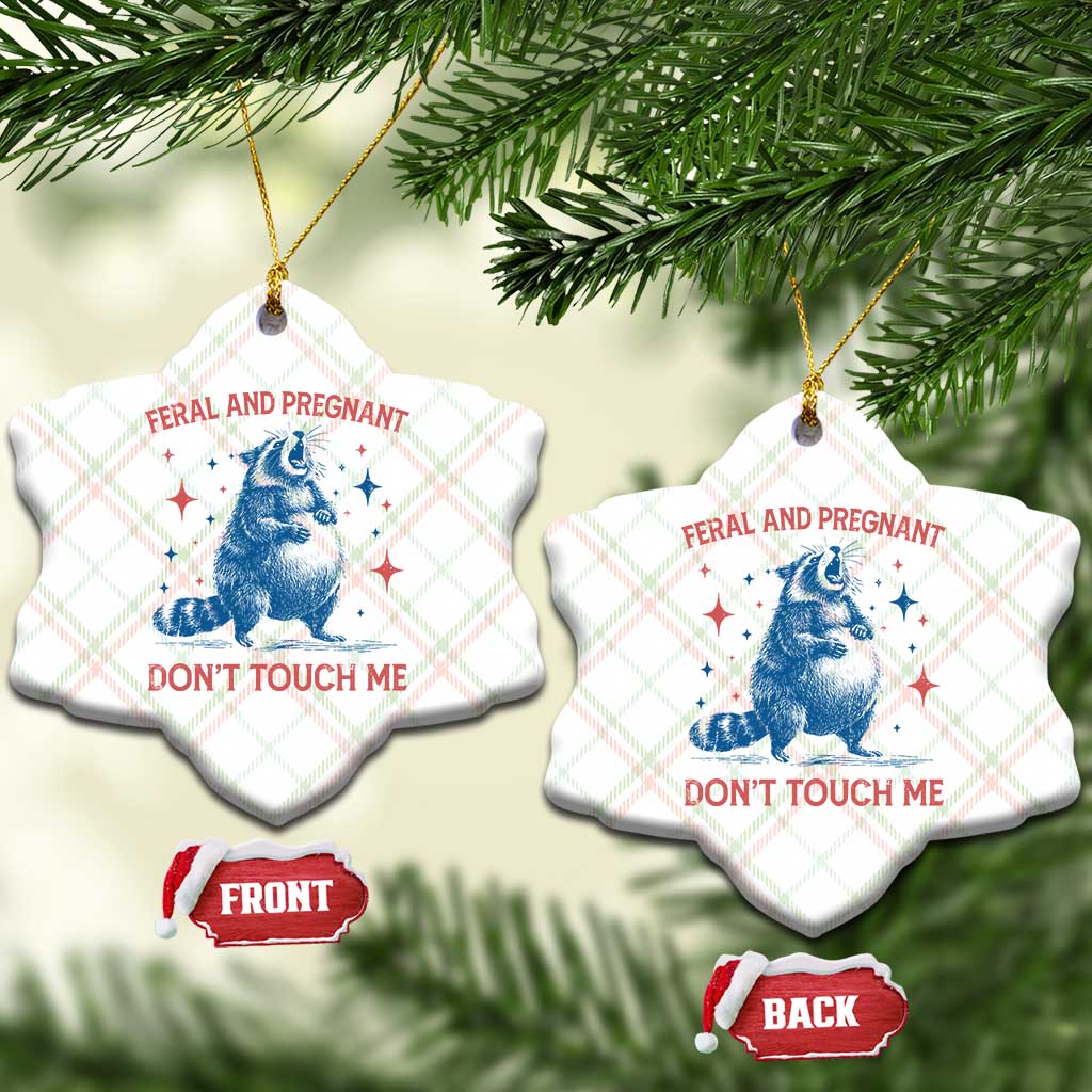 Pregnant Racoon Ceramic Ornament Feral And Pregnant Dont Touch Me Pregnancy Humor TS10 Print Your Wear