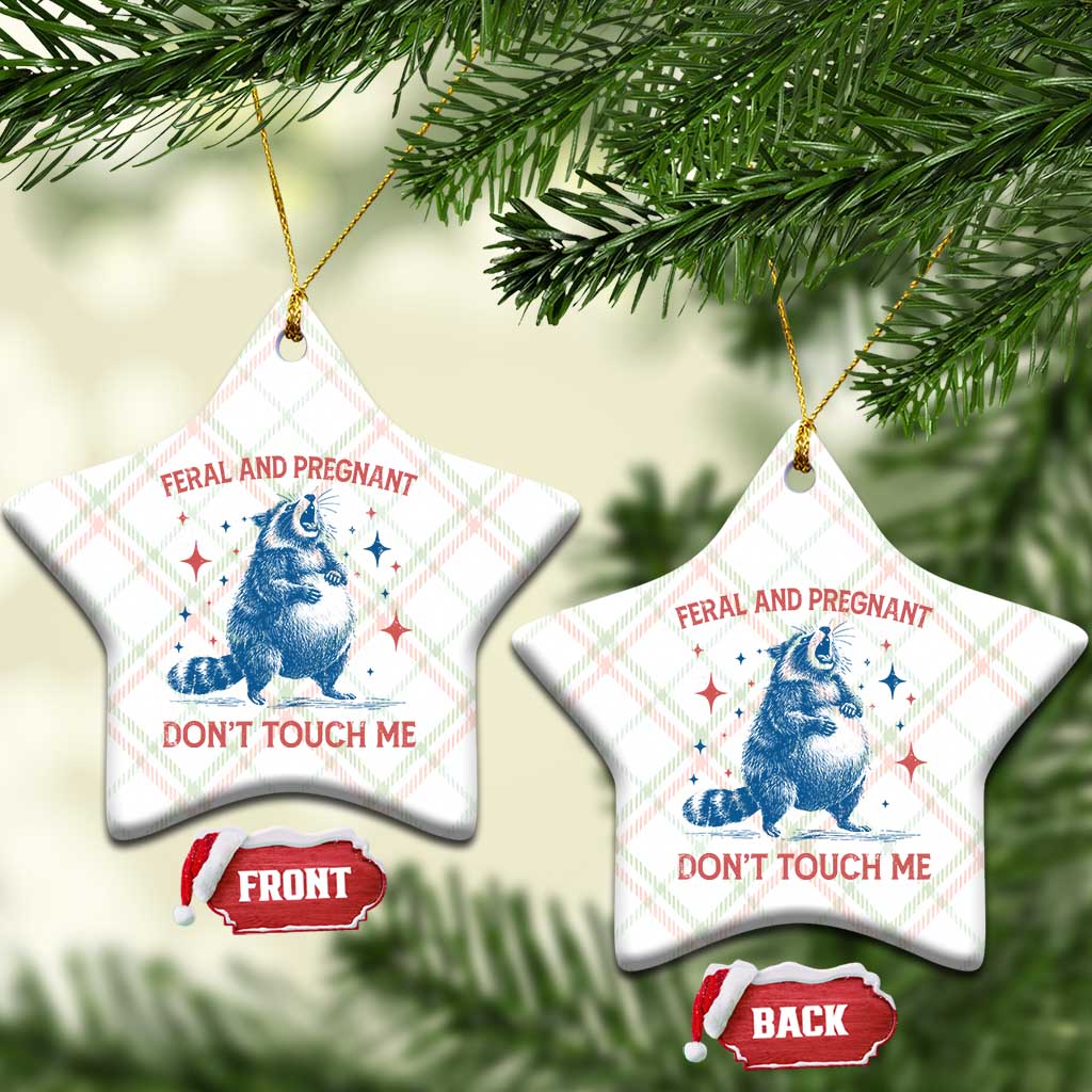 Pregnant Racoon Ceramic Ornament Feral And Pregnant Dont Touch Me Pregnancy Humor TS10 Print Your Wear