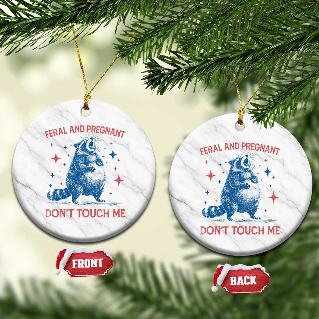 Pregnant Racoon Ceramic Ornament Feral And Pregnant Dont Touch Me Pregnancy Humor TS10 1pc White Marble Print Your Wear