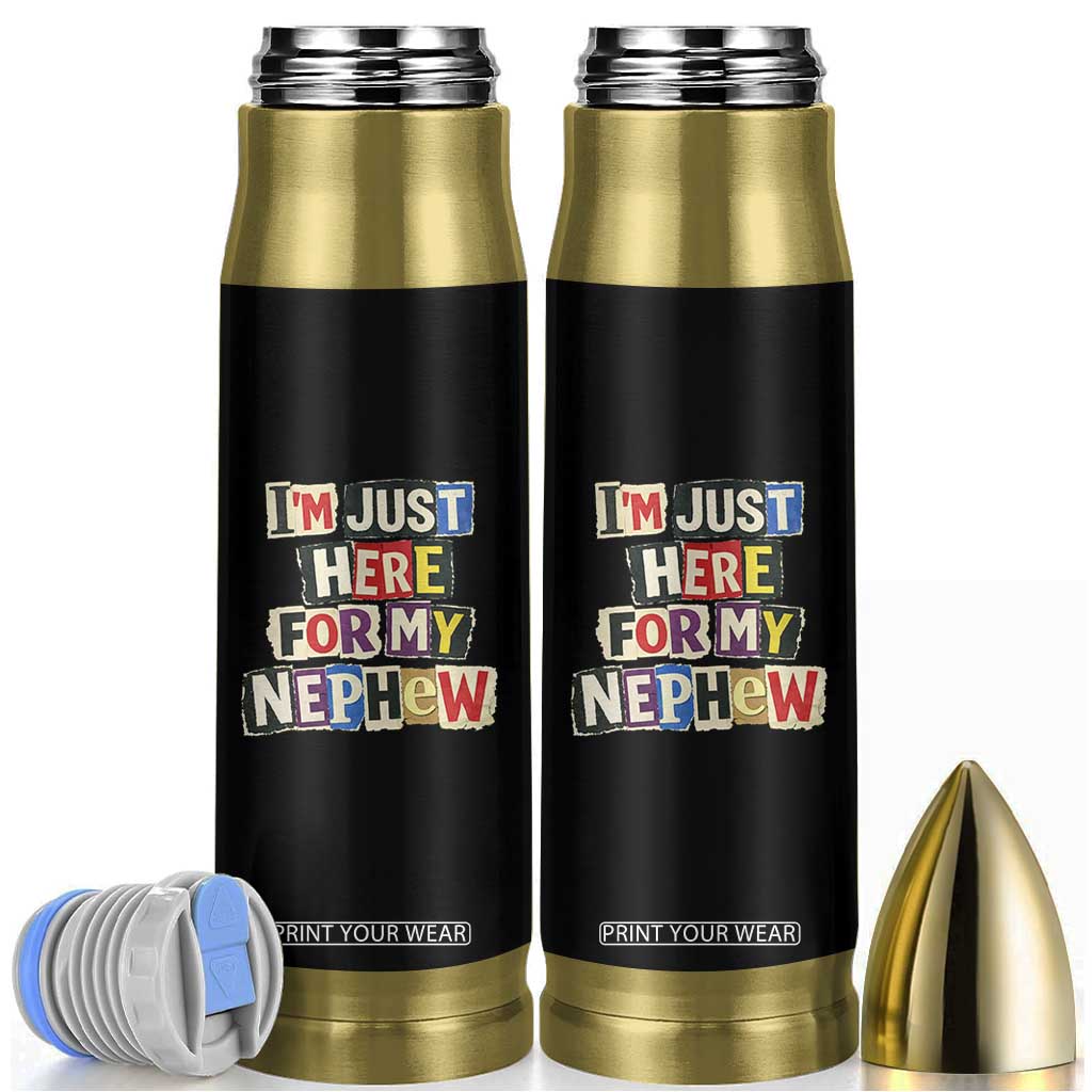 Im Just Here For My Nephew Bullet Tumbler Trendy Aunts Letter Print Vintage TS10 Black Print Your Wear