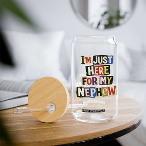 Im Just Here For My Nephew Glass Can Trendy Aunts Letter Print Vintage TS10 Print Your Wear