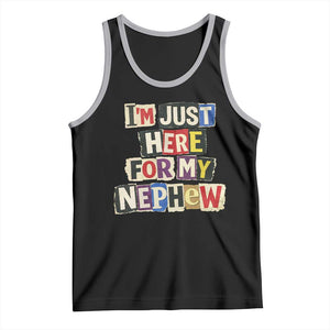 Im Just Here For My Nephew Tank Top Trendy Aunts Letter Print Vintage TS10 Black Athletic Heather Print Your Wear