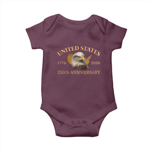 USA 250th Anniversary Baby Onesie American Map Patriotic 1776-2026 America 250 TS10 Maroon Print Your Wear