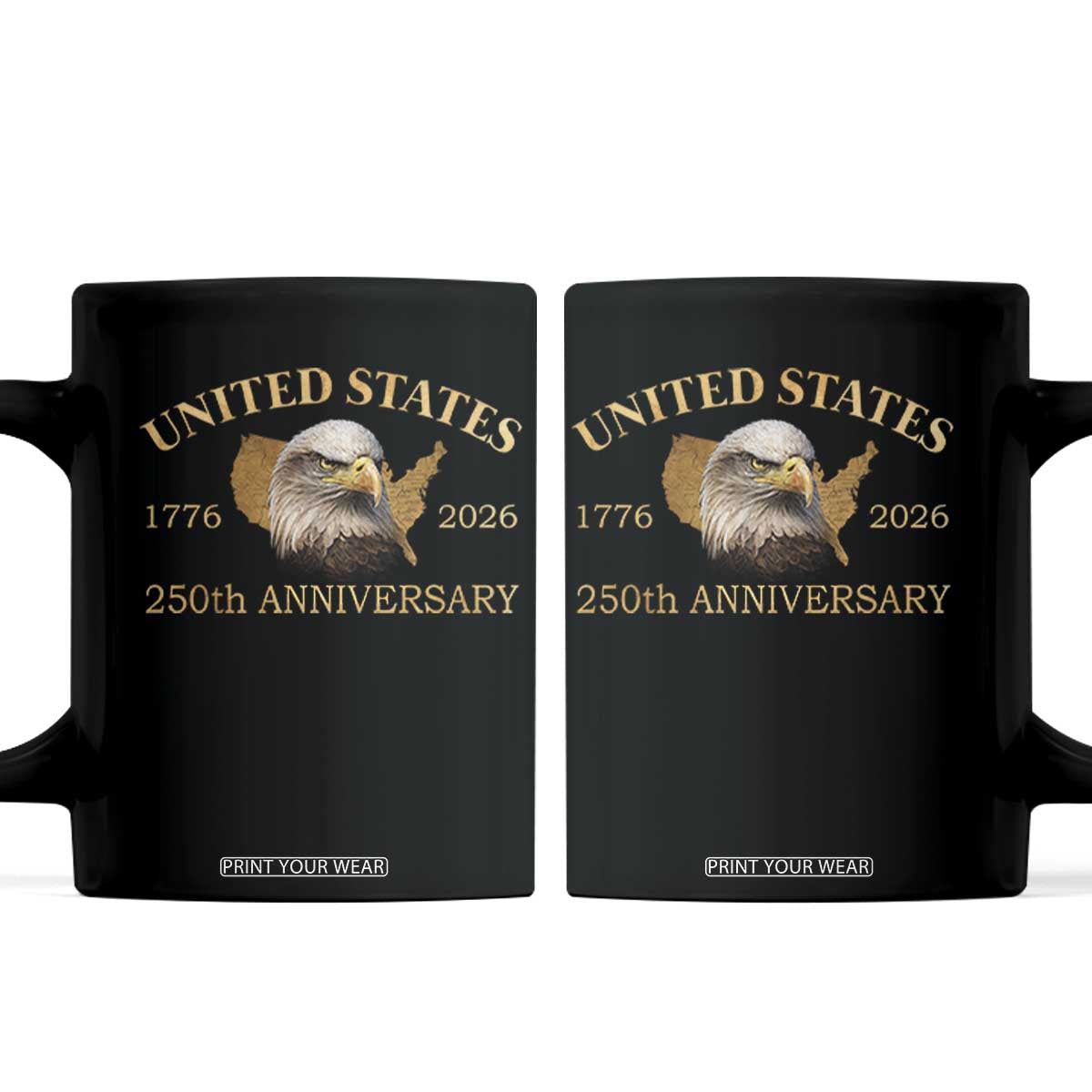 USA 250th Anniversary Coffee Mug American Map Patriotic 1776-2026 America 250 TS10 Black Print Your Wear