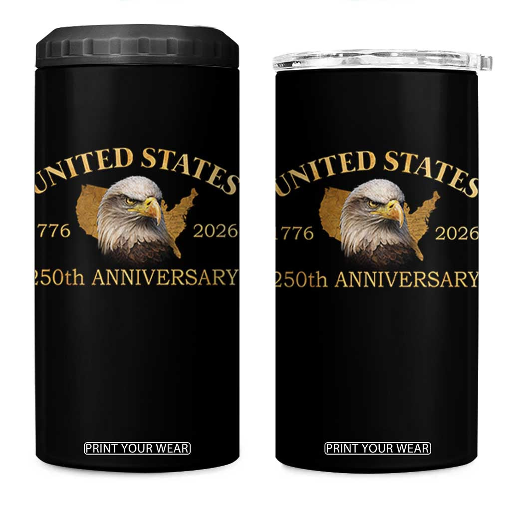 USA 250th Anniversary 4 in 1 Can Cooler Tumbler American Map Patriotic 1776-2026 America 250 TS10 One Size: 16 oz Black Print Your Wear