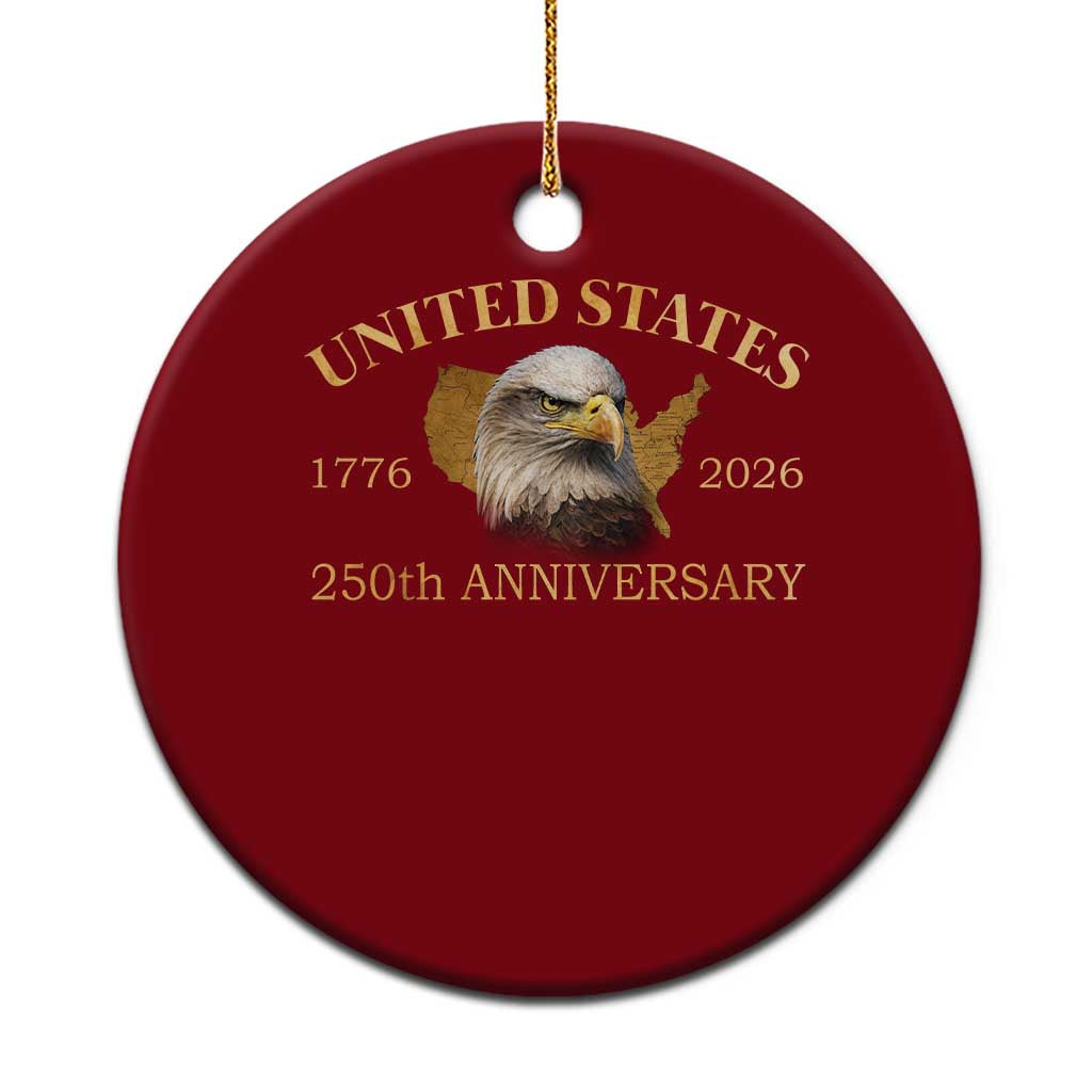 USA 250th Anniversary Ceramic Ornament American Map Patriotic 1776-2026 America 250 TS10 1pc Red Print Your Wear