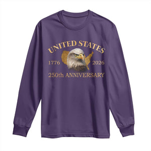 USA 250th Anniversary Long Sleeve Shirt American Map Patriotic 1776-2026 America 250 TS10 Purple Print Your Wear