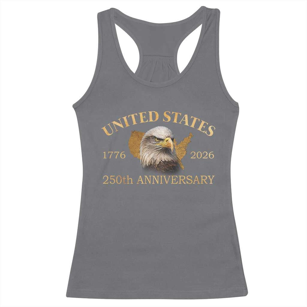 USA 250th Anniversary Racerback Tank Top American Map Patriotic 1776-2026 America 250 TS10 Charcoal Print Your Wear
