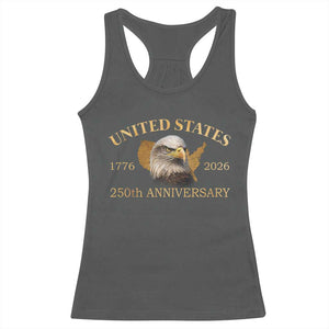 USA 250th Anniversary Racerback Tank Top American Map Patriotic 1776-2026 America 250 TS10 Dark Heather Print Your Wear