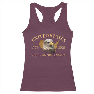 USA 250th Anniversary Racerback Tank Top American Map Patriotic 1776-2026 America 250 TS10 Maroon Print Your Wear