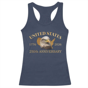 USA 250th Anniversary Racerback Tank Top American Map Patriotic 1776-2026 America 250 TS10 Navy Print Your Wear