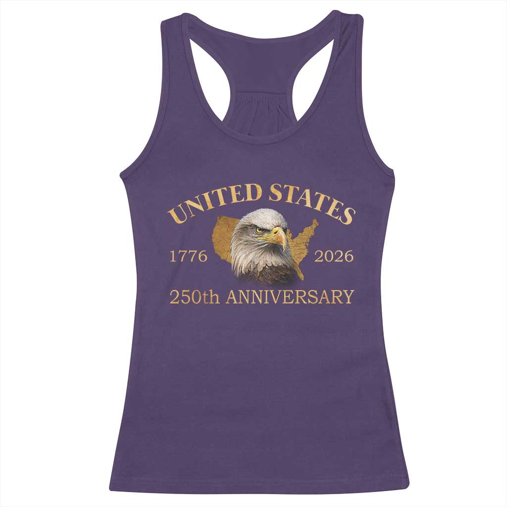 USA 250th Anniversary Racerback Tank Top American Map Patriotic 1776-2026 America 250 TS10 Purple Print Your Wear