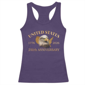 USA 250th Anniversary Racerback Tank Top American Map Patriotic 1776-2026 America 250 TS10 Purple Print Your Wear