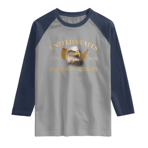 USA 250th Anniversary Raglan Shirt American Map Patriotic 1776-2026 America 250 TS10 Sport Gray Navy Print Your Wear