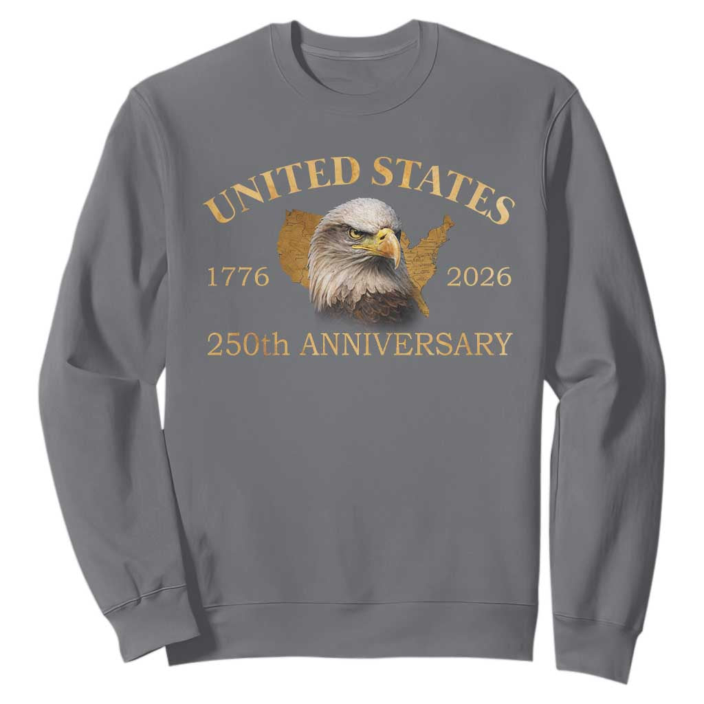 USA 250th Anniversary Sweatshirt American Map Patriotic 1776-2026 America 250 TS10 Charcoal Print Your Wear