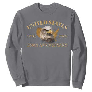 USA 250th Anniversary Sweatshirt American Map Patriotic 1776-2026 America 250 TS10 Charcoal Print Your Wear