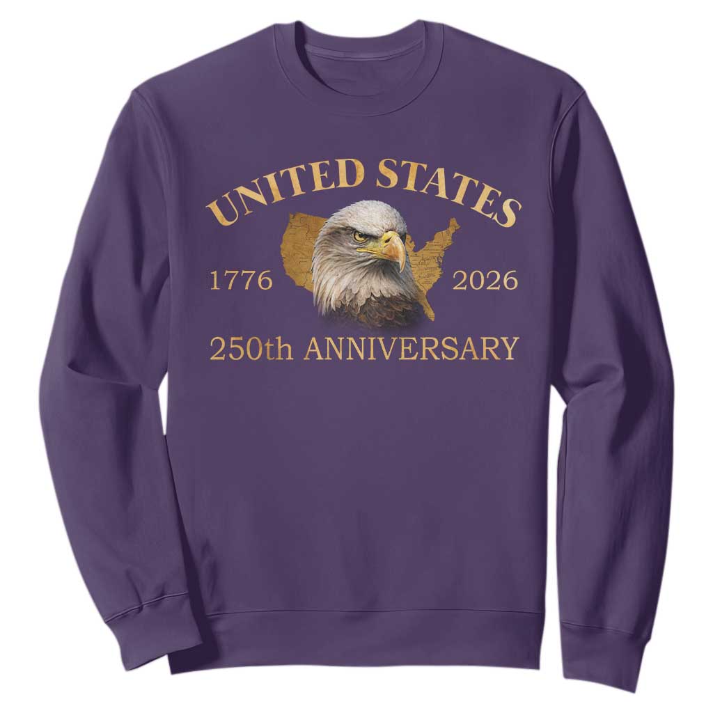 USA 250th Anniversary Sweatshirt American Map Patriotic 1776-2026 America 250 TS10 Purple Print Your Wear