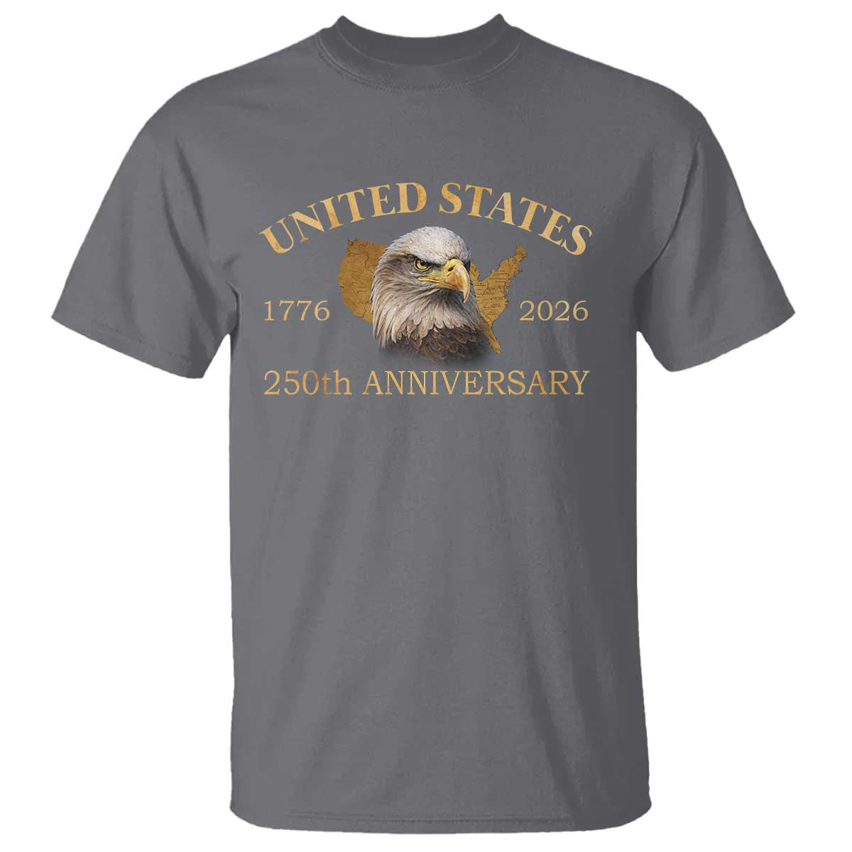 USA 250th Anniversary T Shirt American Map Patriotic 1776-2026 America 250 TS10 Charcoal Print Your Wear