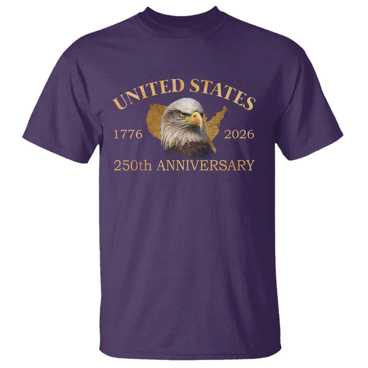 USA 250th Anniversary T Shirt American Map Patriotic 1776-2026 America 250 TS10 Purple Print Your Wear