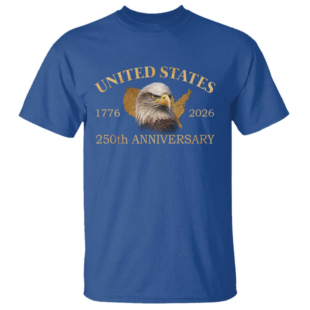 USA 250th Anniversary T Shirt American Map Patriotic 1776-2026 America 250 TS10 Royal Blue Print Your Wear