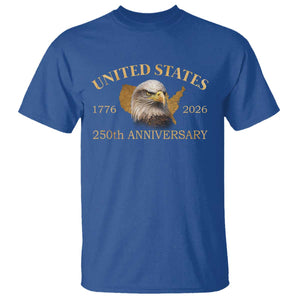 USA 250th Anniversary T Shirt American Map Patriotic 1776-2026 America 250 TS10 Royal Blue Print Your Wear