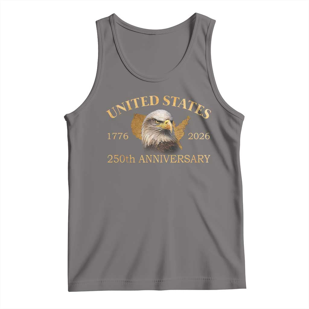 USA 250th Anniversary Tank Top American Map Patriotic 1776-2026 America 250 TS10 Deep Heather Print Your Wear