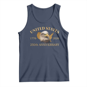 USA 250th Anniversary Tank Top American Map Patriotic 1776-2026 America 250 TS10 Navy Print Your Wear
