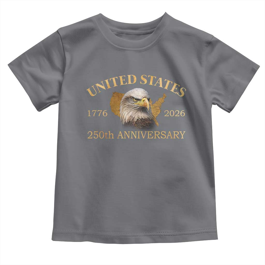 USA 250th Anniversary Toddler T Shirt American Map Patriotic 1776-2026 America 250 TS10 Charcoal Print Your Wear