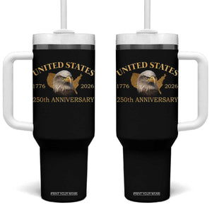 USA 250th Anniversary Tumbler With Handle American Map Patriotic 1776-2026 America 250 TS10 One Size: 40 oz Black Print Your Wear