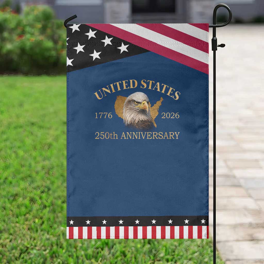 USA 250th Anniversary Garden Flag American Map Patriotic 1776-2026 America 250 TS10 Classic Blue Black Print Your Wear
