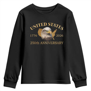 USA 250th Anniversary Youth Sweatshirt American Map Patriotic 1776-2026 America 250 TS10 Black Print Your Wear