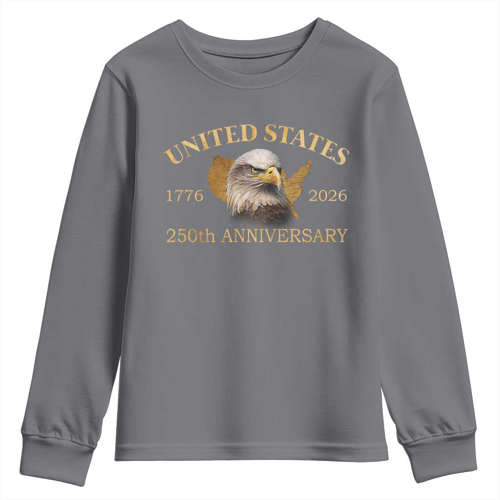 USA 250th Anniversary Youth Sweatshirt American Map Patriotic 1776-2026 America 250 TS10 Charcoal Print Your Wear