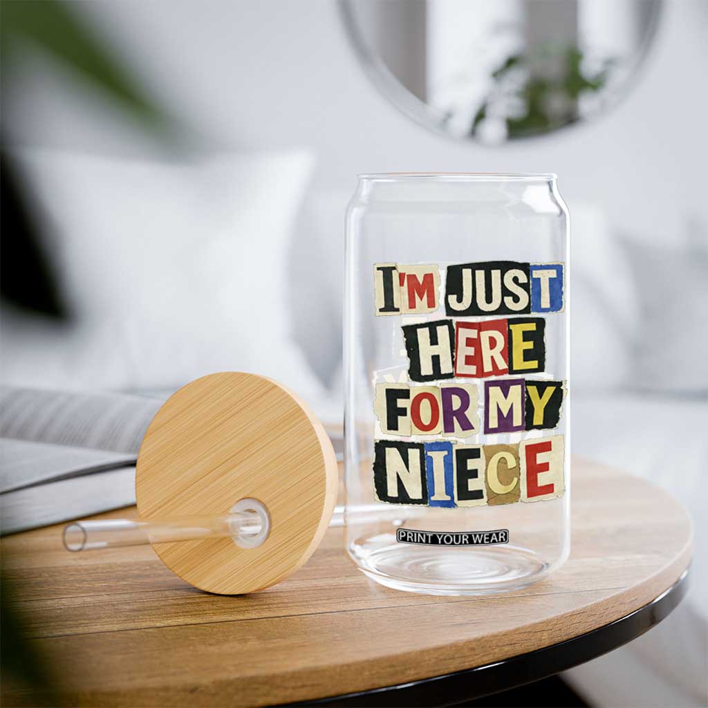 Im Just Here For My Niece Glass Can Trendy Aunts Letter Print Vintage TS10 Print Your Wear
