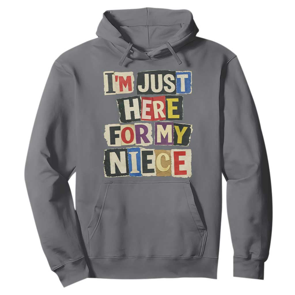 Im Just Here For My Niece Hoodie Trendy Aunts Letter Print Vintage TS10 Charcoal Print Your Wear