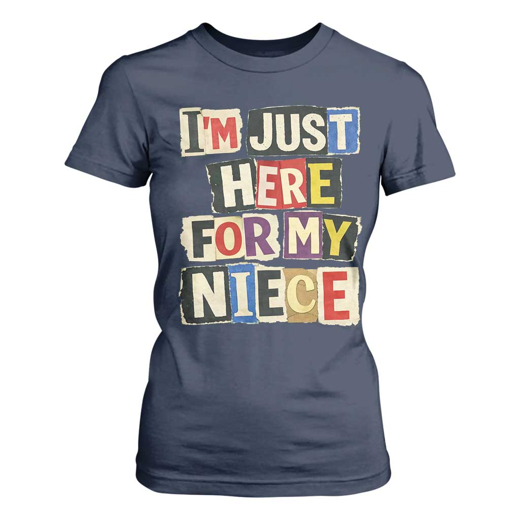 Im Just Here For My Niece T Shirt For Women Trendy Aunts Letter Print Vintage TS10 Navy Print Your Wear