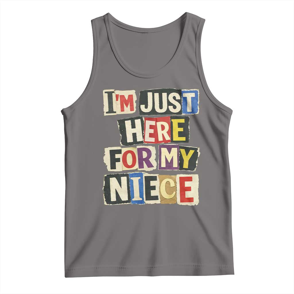 Im Just Here For My Niece Tank Top Trendy Aunts Letter Print Vintage TS10 Deep Heather Print Your Wear