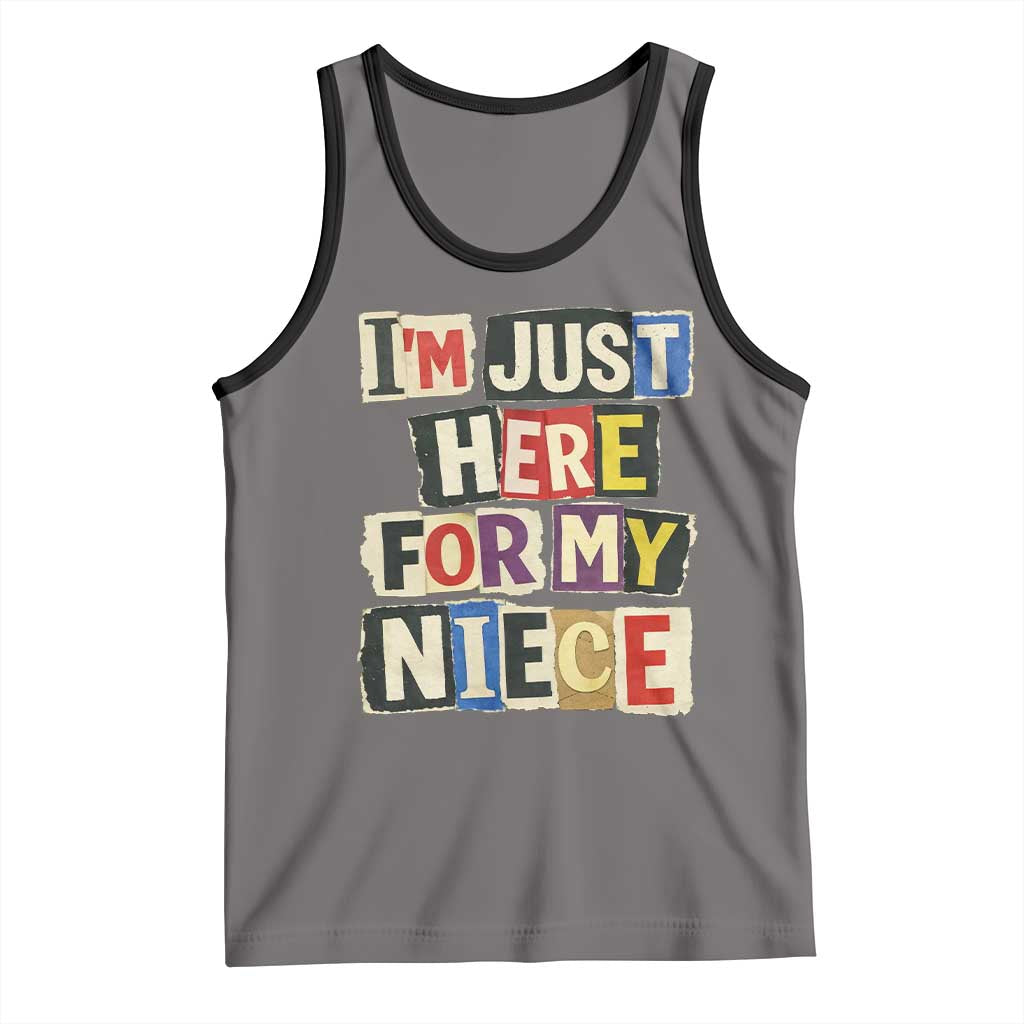 Im Just Here For My Niece Tank Top Trendy Aunts Letter Print Vintage TS10 Deep Heather Black Print Your Wear