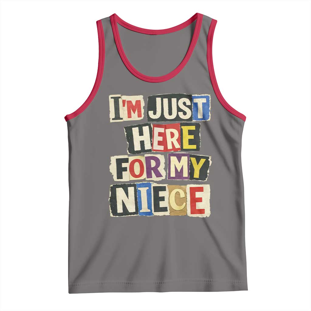 Im Just Here For My Niece Tank Top Trendy Aunts Letter Print Vintage TS10 Deep Heather Red Print Your Wear