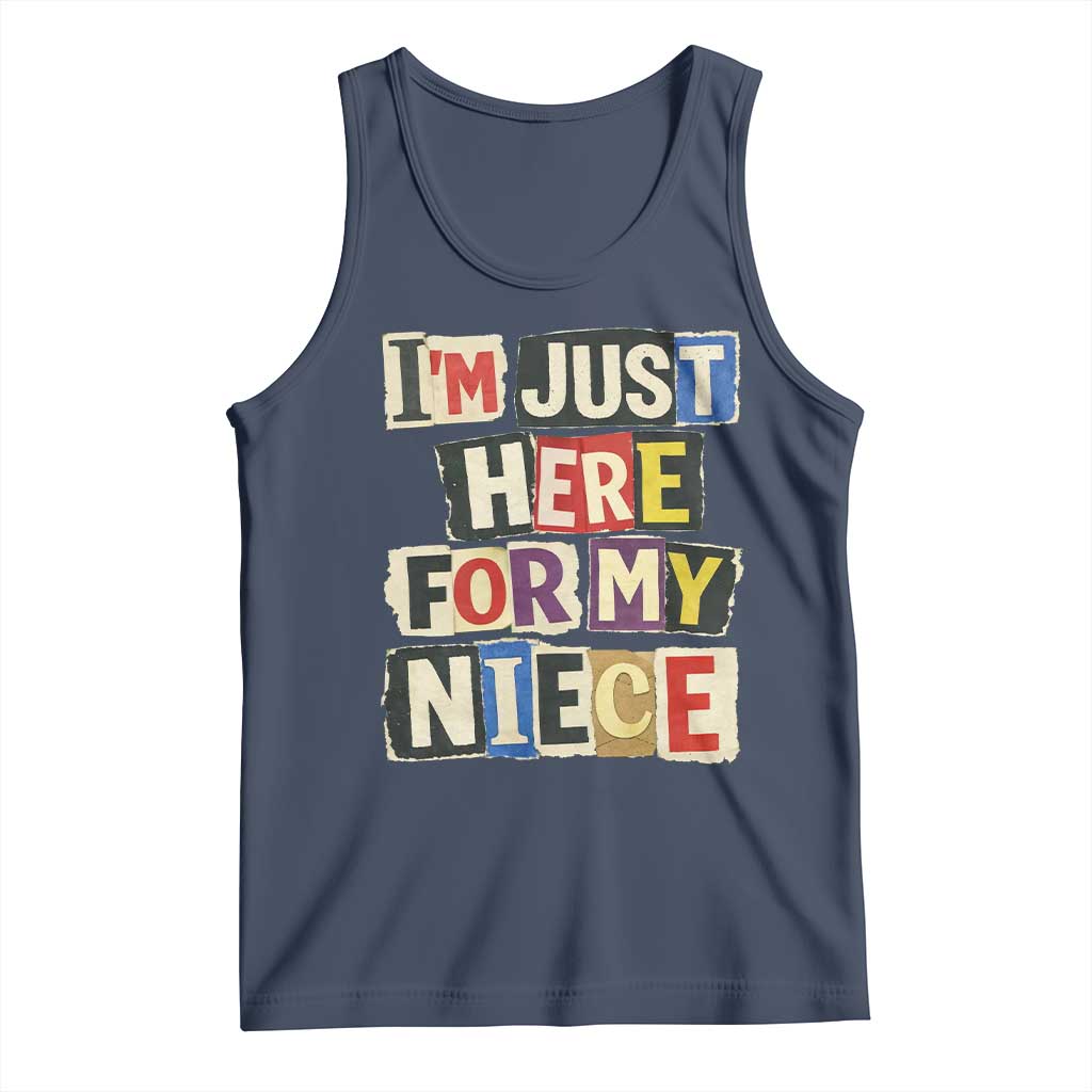 Im Just Here For My Niece Tank Top Trendy Aunts Letter Print Vintage TS10 Navy Print Your Wear