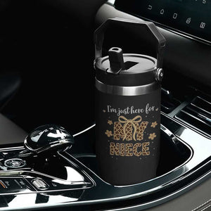 Im Just Here For My Niece Flip Straw Tumbler Gift For Aunt From Niece Leopard TS10 Print Your Wear