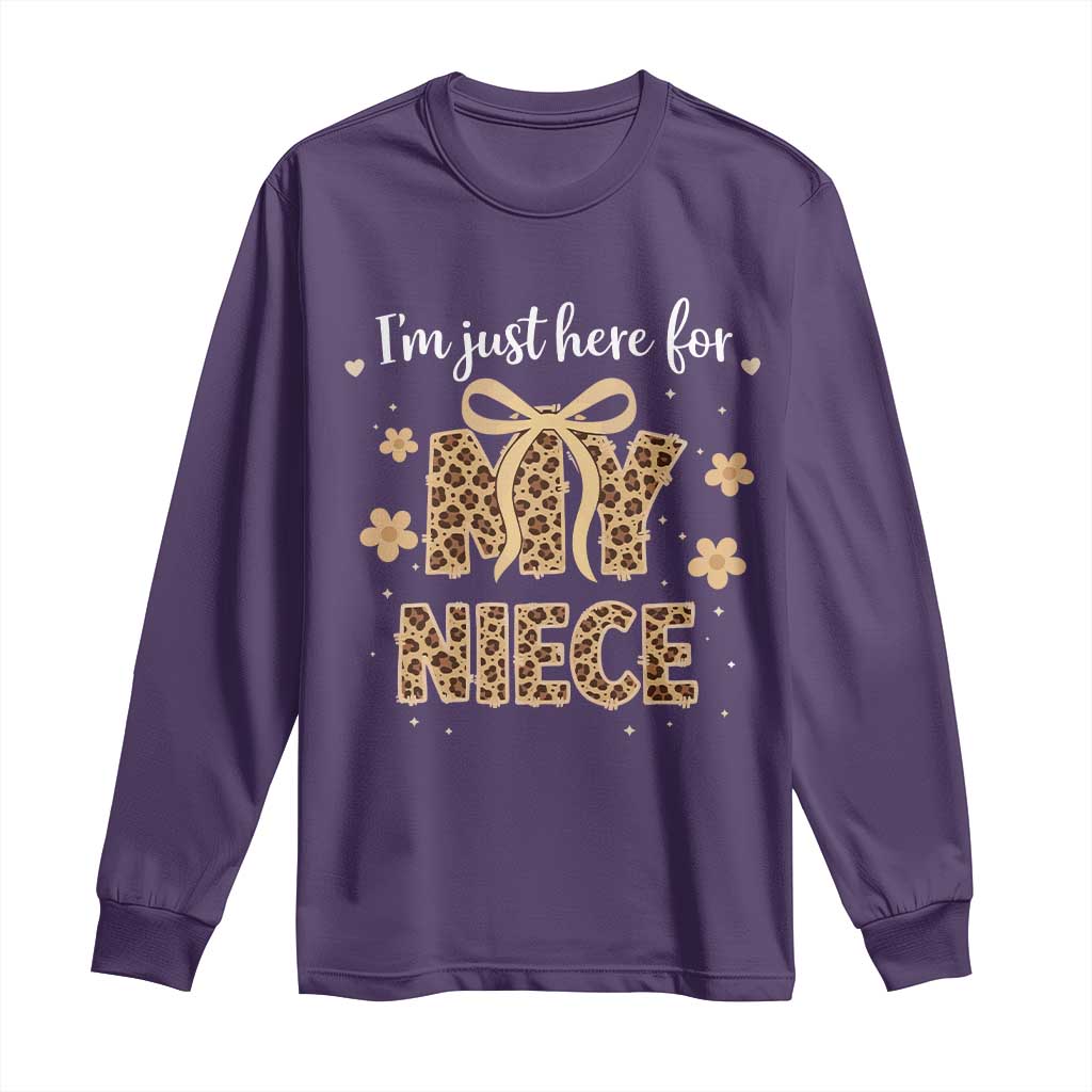 Im Just Here For My Niece Long Sleeve Shirt Gift For Aunt From Niece Leopard TS10 Purple Print Your Wear