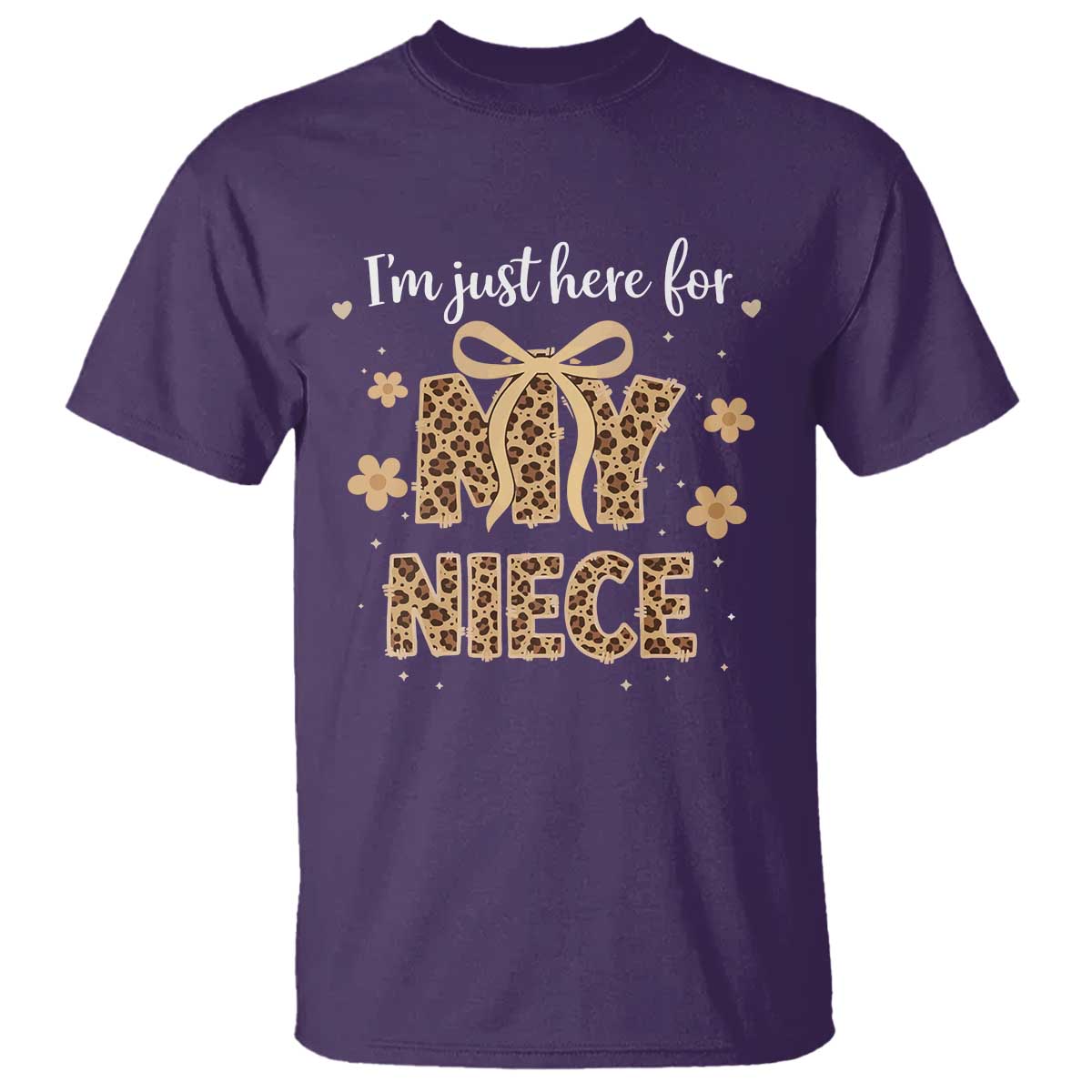 Im Just Here For My Niece T Shirt Gift For Aunt From Niece Leopard TS10 Purple Print Your Wear