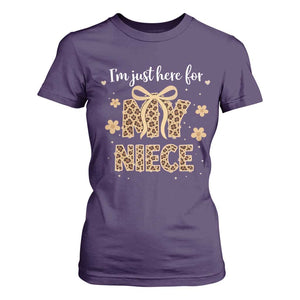 Im Just Here For My Niece T Shirt For Women Gift For Aunt From Niece Leopard TS10 Purple Print Your Wear