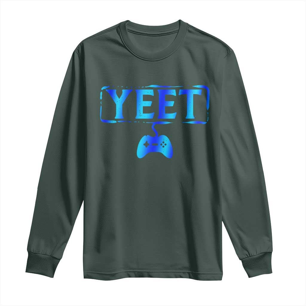 Funny Yeet Gamer Long Sleeve Shirt Video Game Gaming Saying Quote Slang TS10 Dark Forest Green Print Your Wear