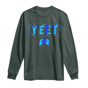 Funny Yeet Gamer Long Sleeve Shirt Video Game Gaming Saying Quote Slang TS10 Dark Forest Green Print Your Wear