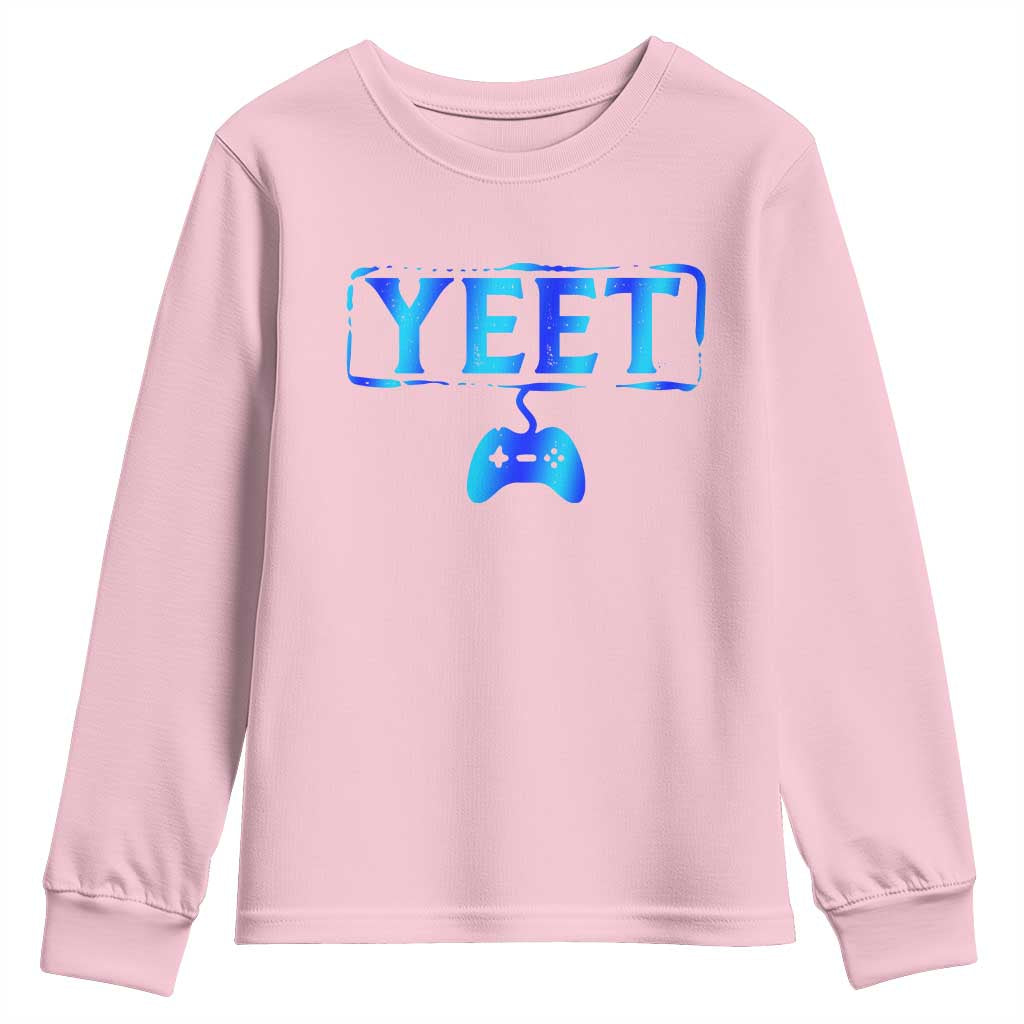 Funny Yeet Gamer Youth Sweatshirt Video Game Gaming Saying Quote Slang TS10 Light Pink Print Your Wear