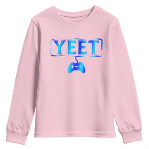 Funny Yeet Gamer Youth Sweatshirt Video Game Gaming Saying Quote Slang TS10 Light Pink Print Your Wear