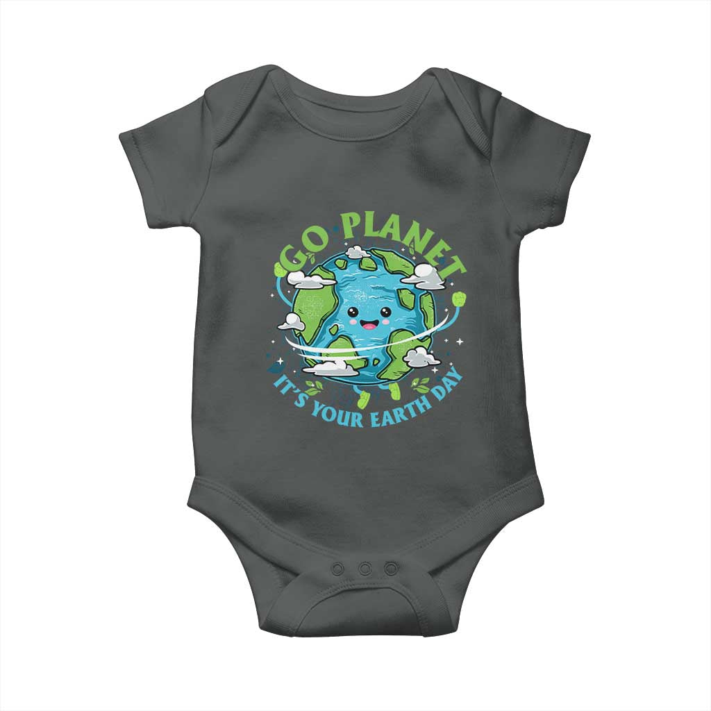 Earth Day Baby Onesie Save the Planet 2025 TS10 Dark Heather Print Your Wear