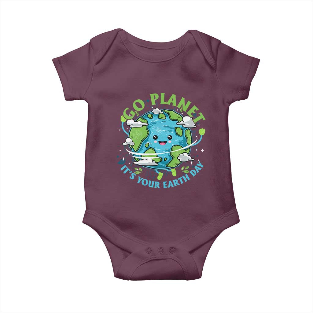Earth Day Baby Onesie Save the Planet 2025 TS10 Maroon Print Your Wear