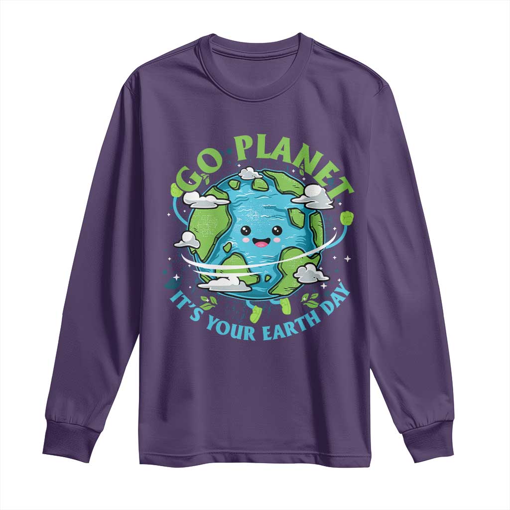Earth Day Long Sleeve Shirt Save the Planet 2025 TS10 Purple Print Your Wear